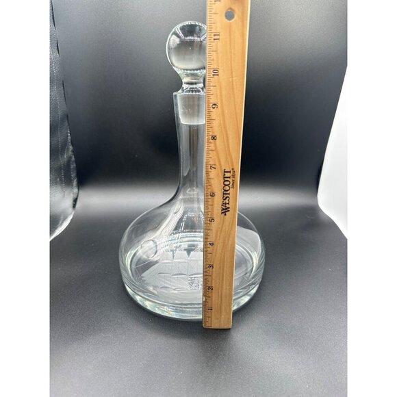 Vintage Toscany Etched Crystal Clipper Ship Decanter With Stopper Show Stopper - Picture 9 of 10